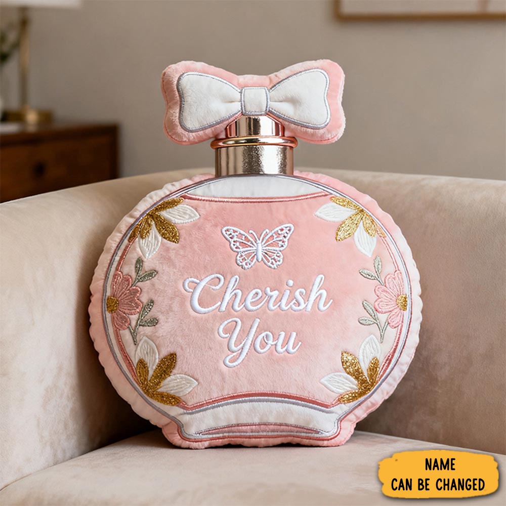 Personalized Perfume Bottle Star Custom Name Soft Decorative Gift Elegant Princess Style Cozy Bedroom Dream Pink Luxury Lovely Graphic 3d Print Pillow