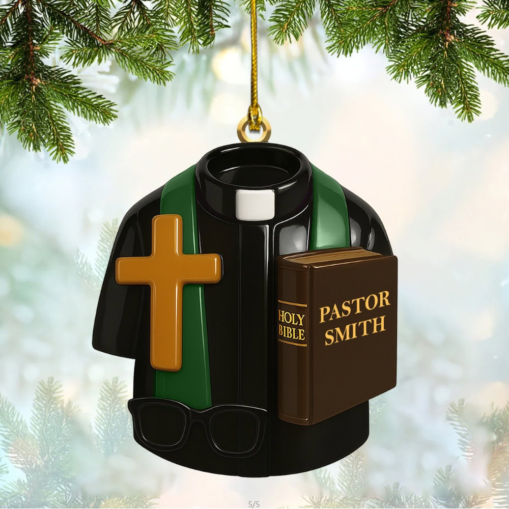 Personalized Personalize With Your Pastors Name Cross And Bible Acrylic Ornament Gift For Pastors And Clergy