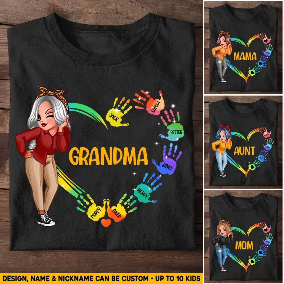Personalized Personalized Mom Aunt Grandma Kids Name T-Shirt Mother's Day Shirt Birthday Presents For Mum