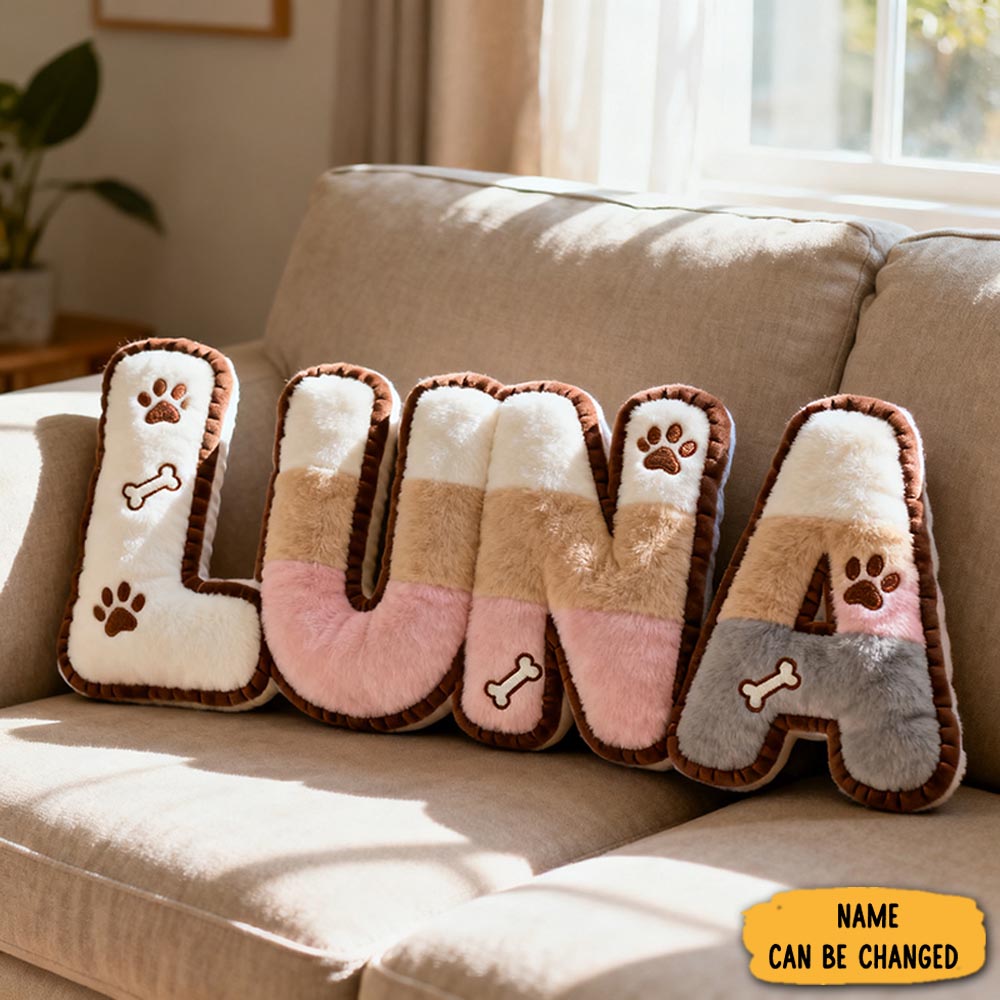 Personalized Pet Bone Name Pillow Pet Themed Sofa Decor Couch Pillow Dog Owners Gifts