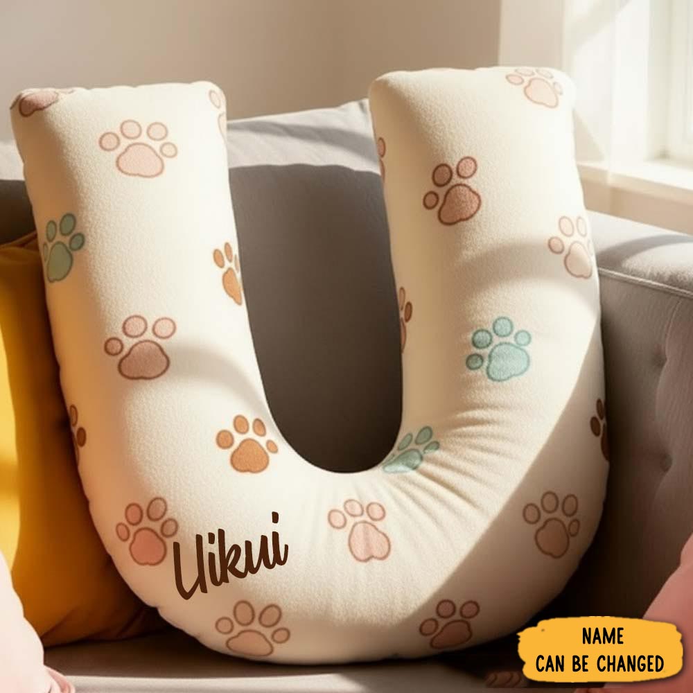 Personalized Pet Lover Letter Paws Pillow With Custom Name Design Graphic 3d Print