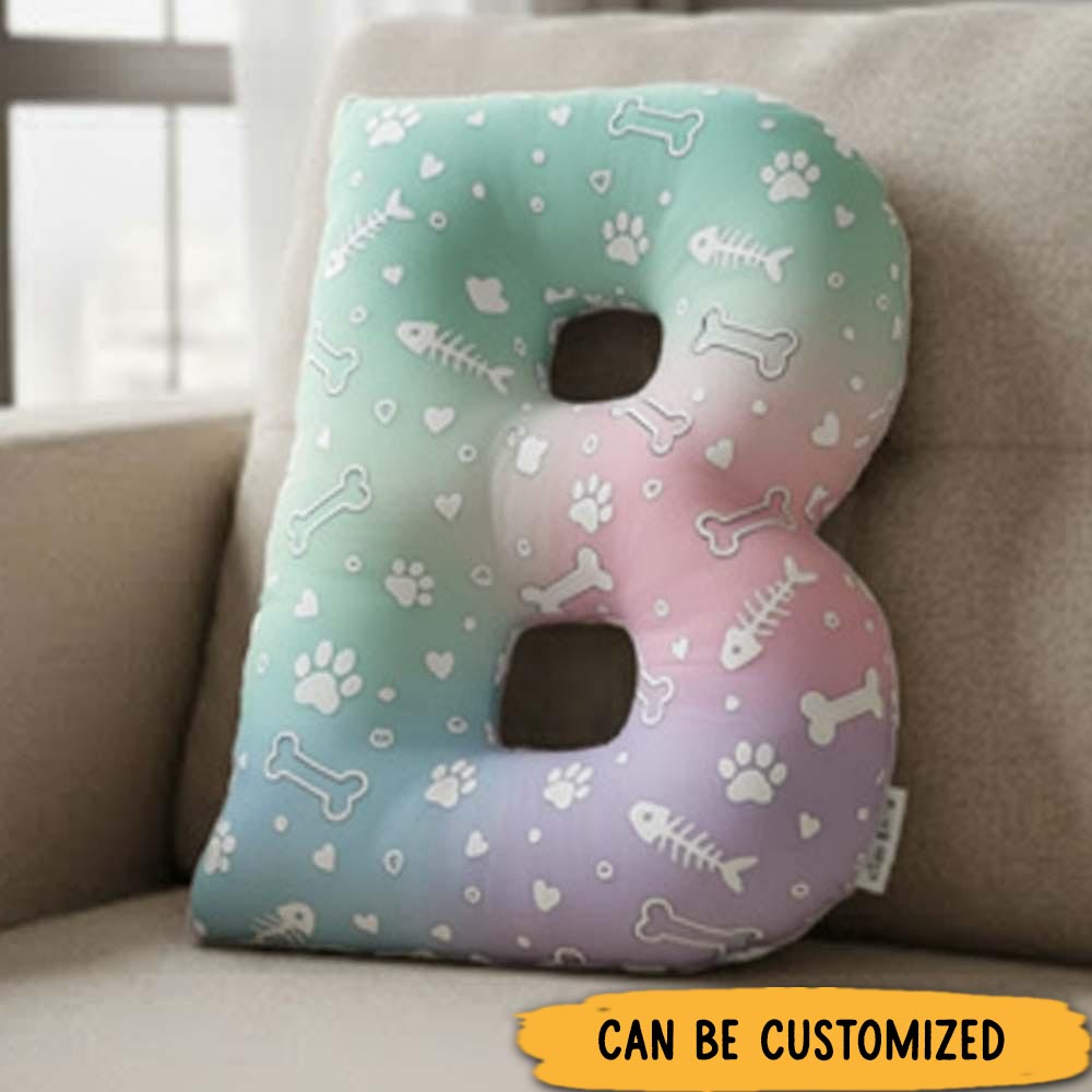 Personalized Pet Lover Letter Pillow with Custom Name Graphic 3D Print Pillow