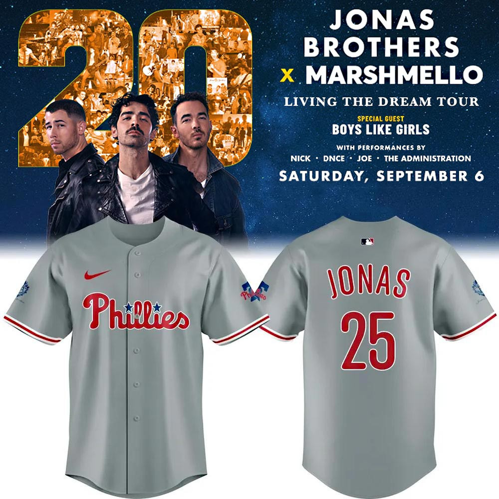 Personalized Philadelphia Phillies x Jonas 20 Citizens Bank Park Baseball Jersey Gift For Concert Lover