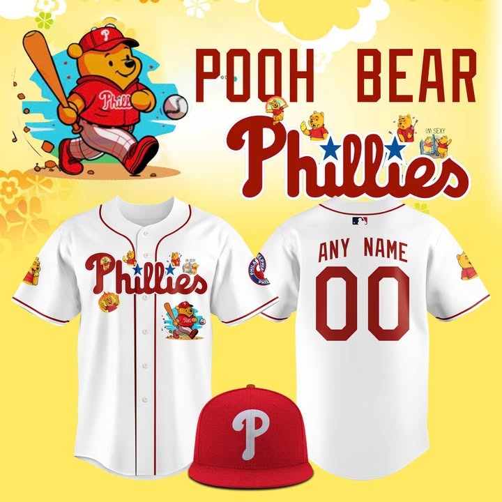 Personalized Phillies x Pooh Bear Limited Jersey Best Gifts For Baseball Fans