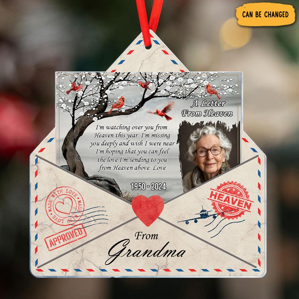 Personalized Photo A Letter From Heaven Christmas Ornament Memorial Gifts For Loss Of Mother