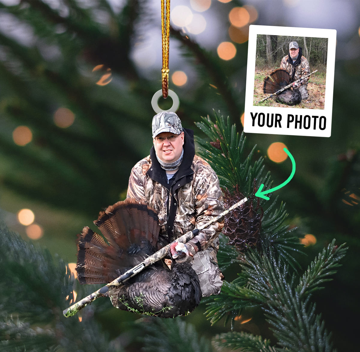 Personalized Photo Acrylic Ornament Gift For Turkey Hunting Lover