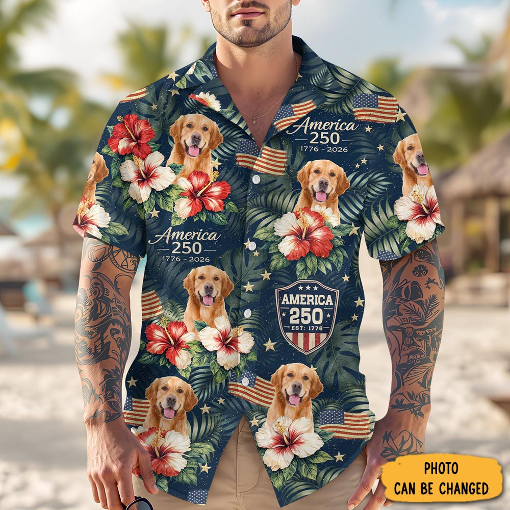 Personalized Photo America 250 Years Hawaiian Shirt American Patriot Clothing Gifts