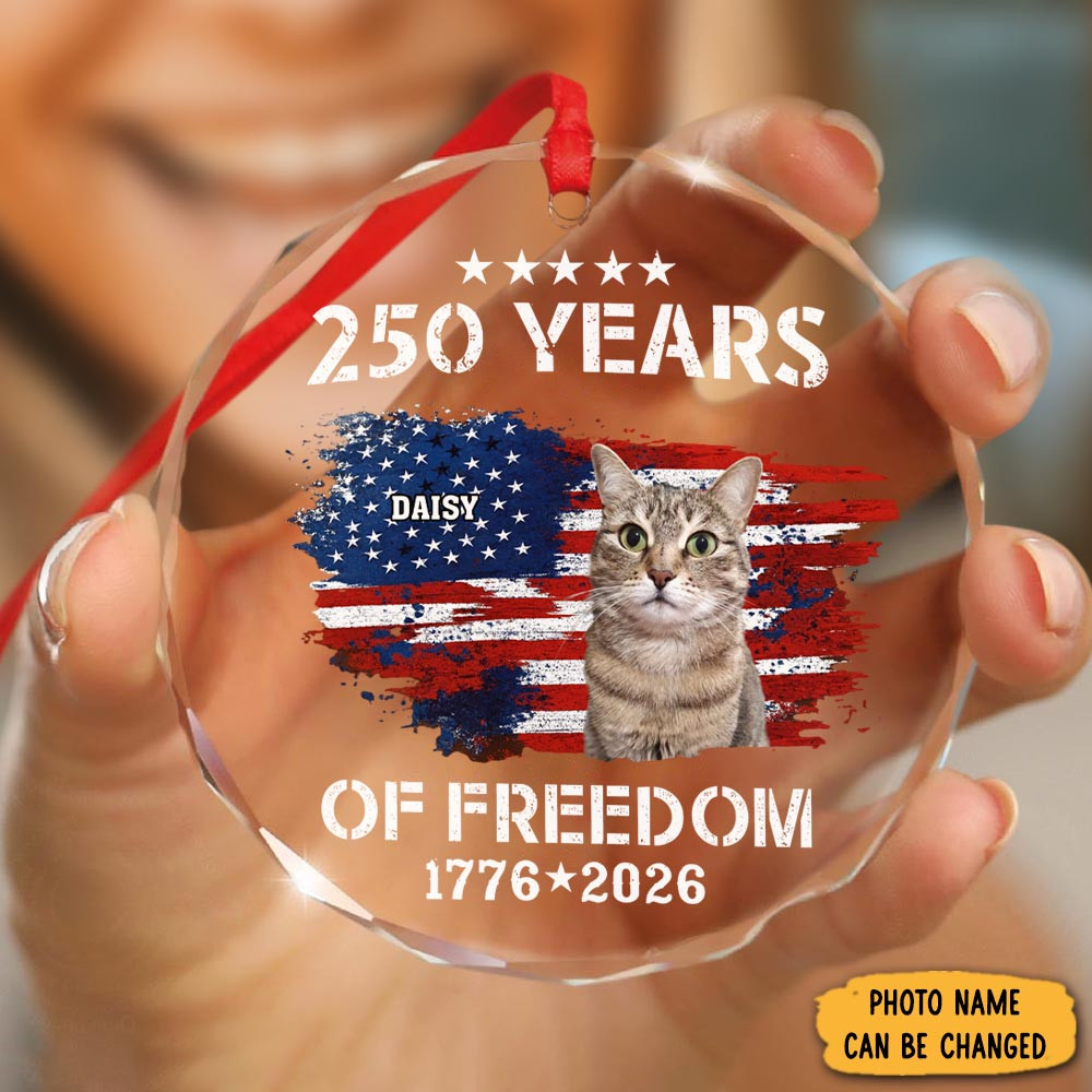 Personalized Photo American 250 Years Of Freedom Ornament Best Gift For Cat Lovers