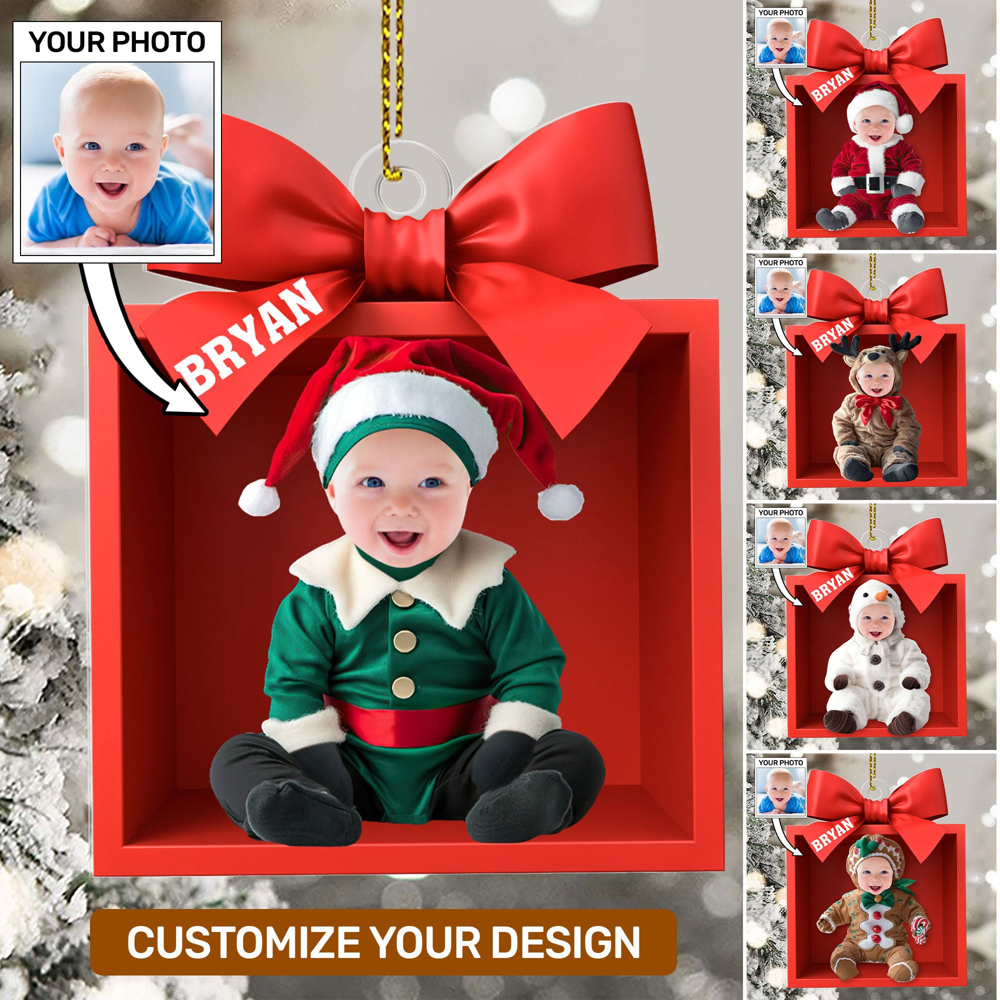 Personalized Photo Baby Christmas Ornament Holiday Home Decor Xmas Gift For Newborn
