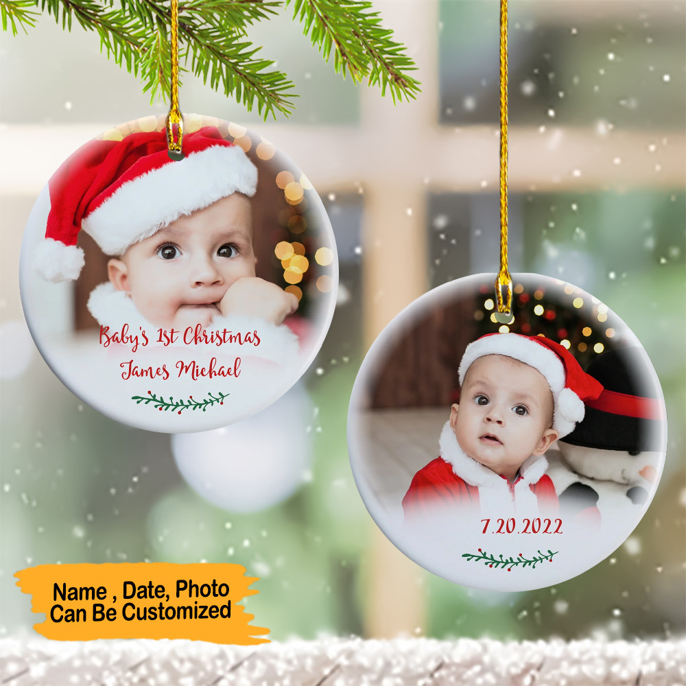Personalized Photo Babys 1st Christmas Ornament Grandbaby's First Christmas Ornament 2024