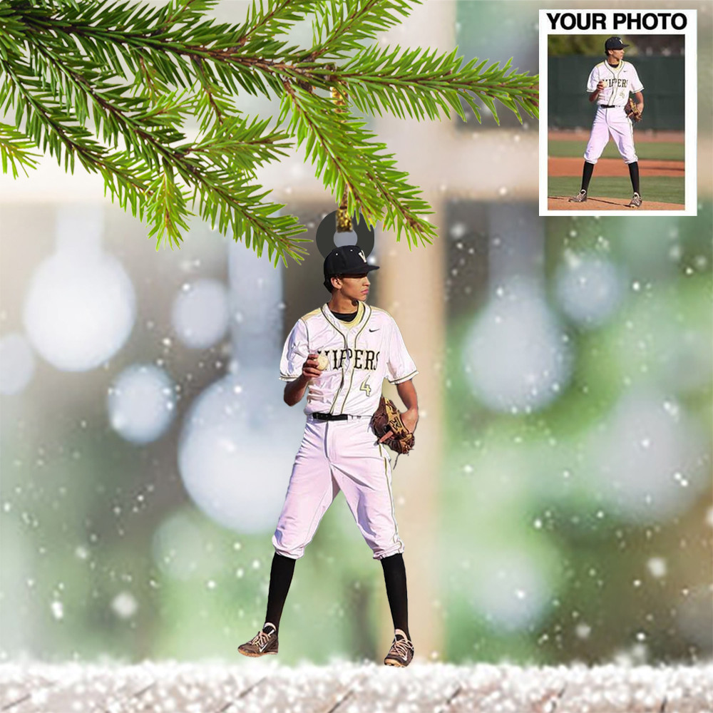 Personalized Photo Baseball Ornament Baseball Player Christmas Ornament 2024