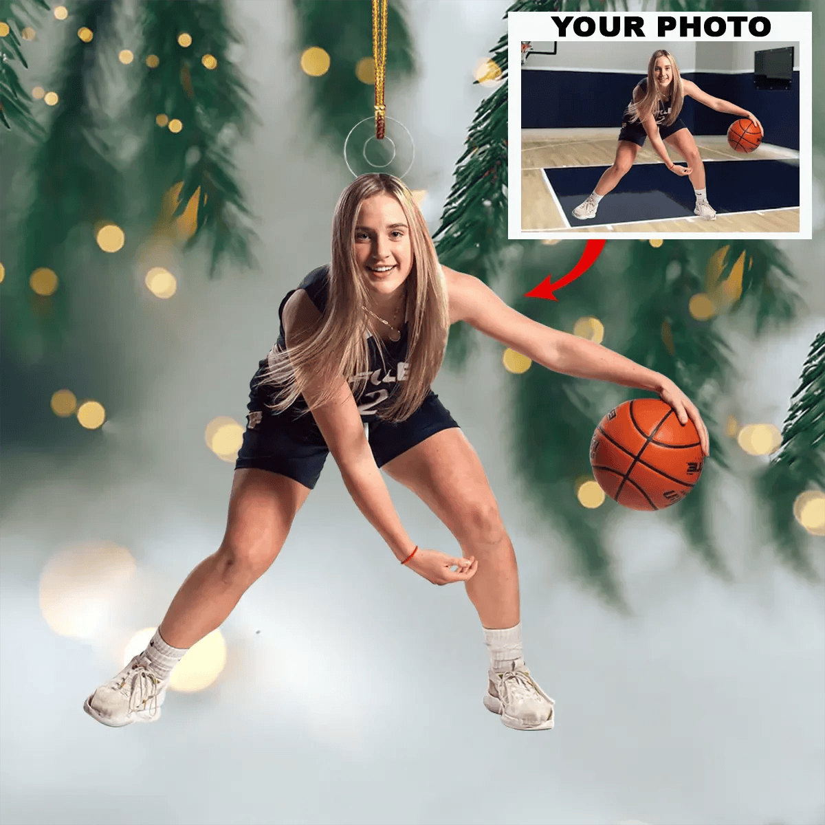 Personalized Photo basketball shape acrylic Ornament Gift For basketball Lover Personalized Christmas Photo Ornament