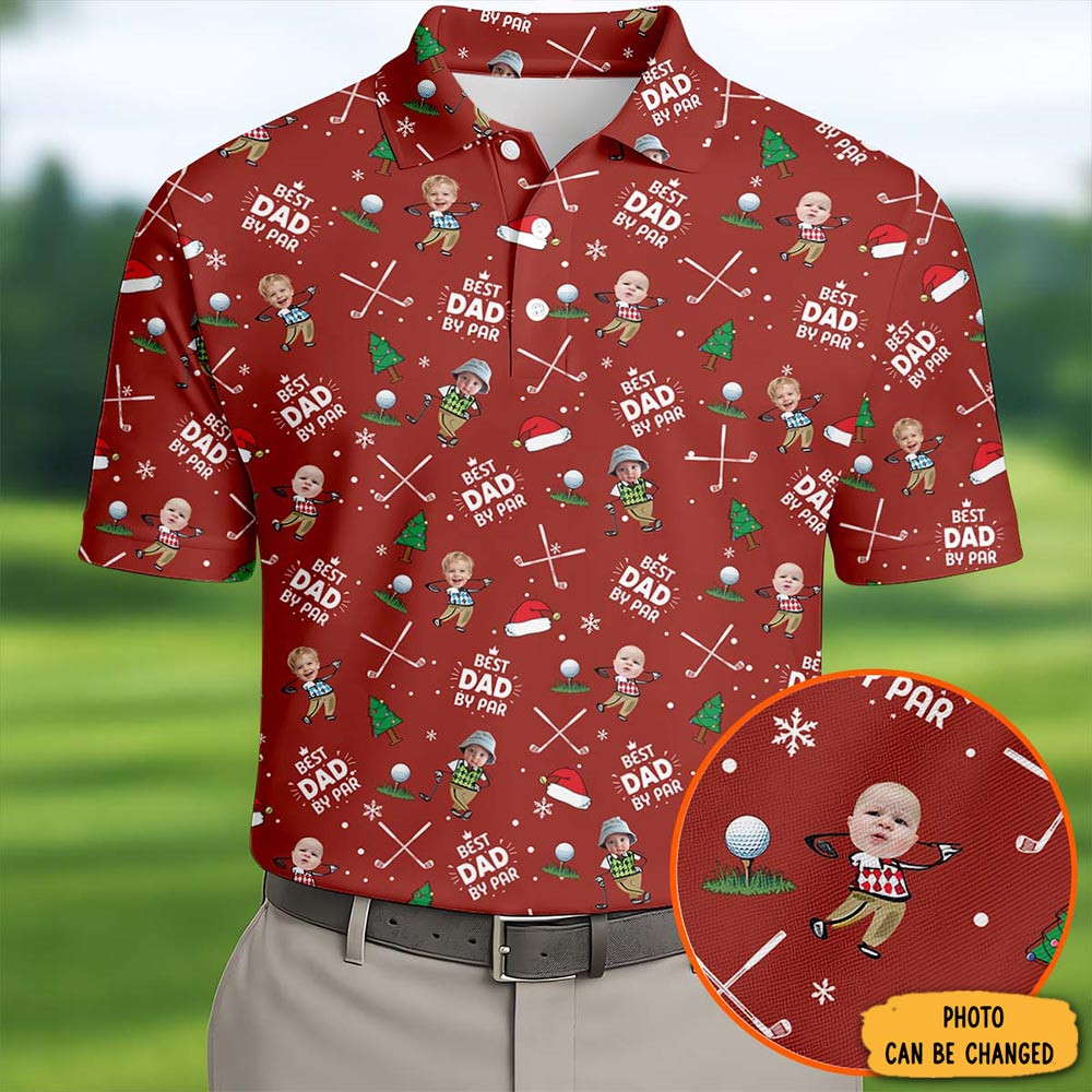 Personalized Photo Best Dad By Far Christmas Polo Shirt Golf Shirt Gifts For Golf Lovers