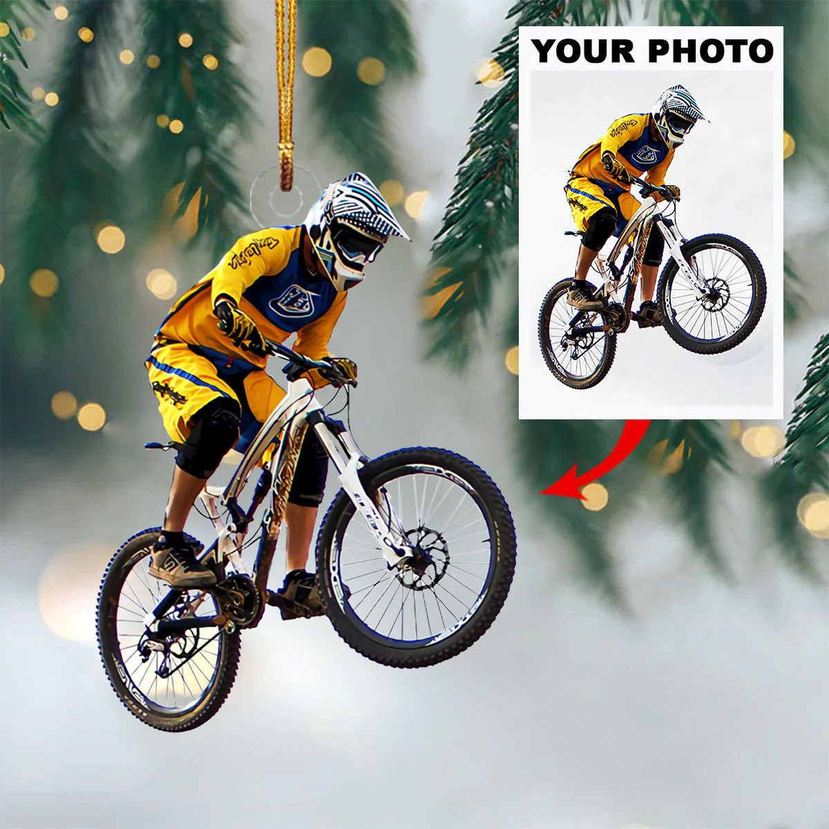 Personalized Photo Biking Acrylic Ornament For Mountain Biking Lover  Custom Your Photo Ornament Decor Christmas Tree