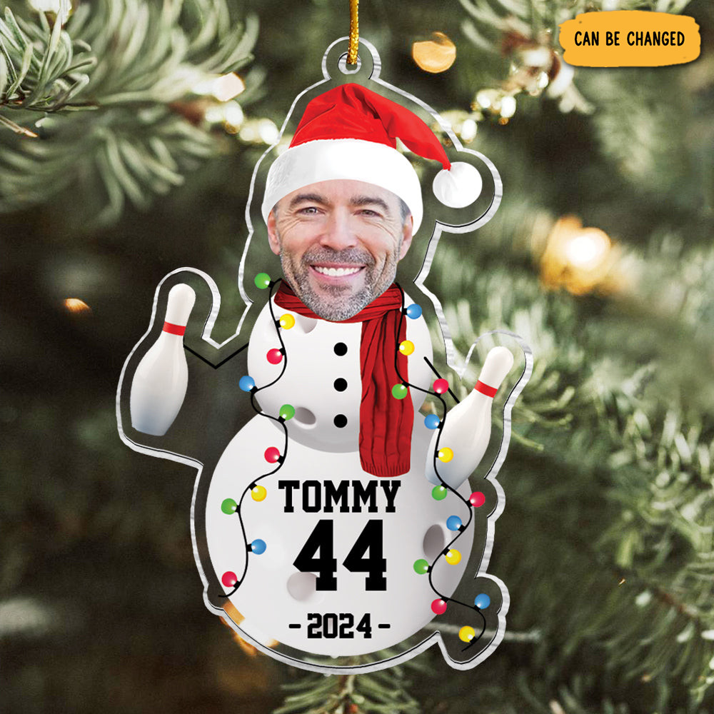 Personalized Photo Bowling Snowman Christmas Ornament Christmas Tree Decorations Gift For Dad