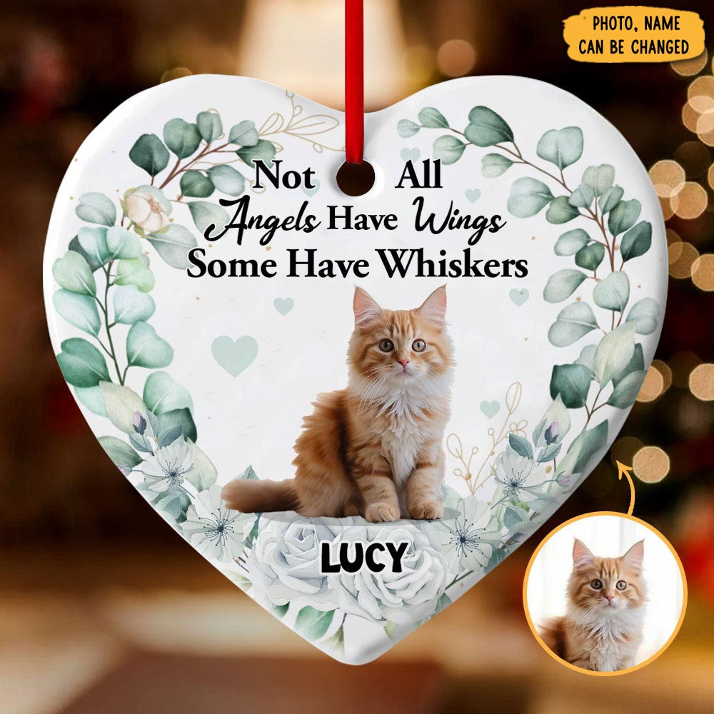 Personalized Photo Cat Not All Angels Have Wing Christmas Ornament Pet Memorial Ornament