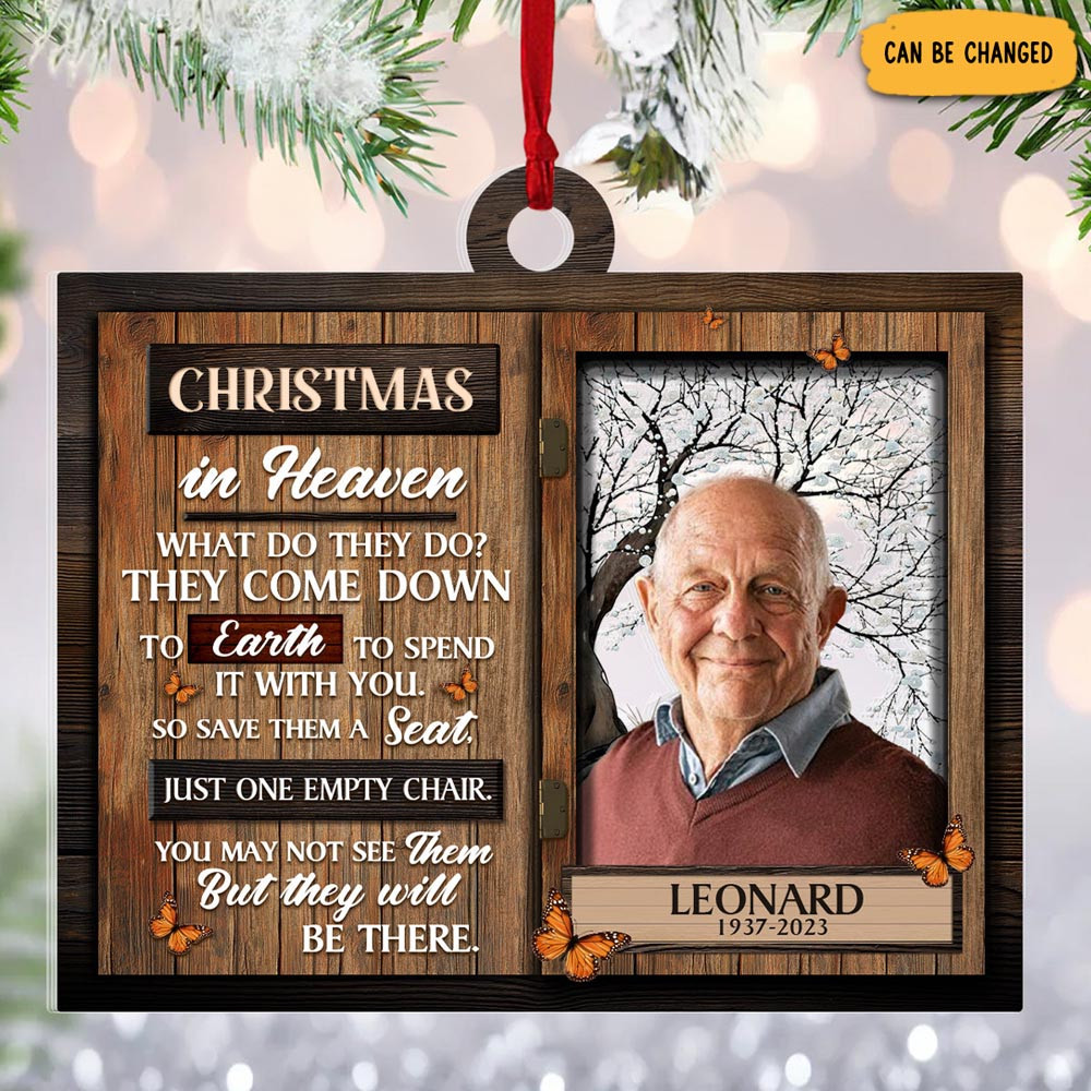 Personalized Photo Christmas In Heaven Christmas Ornament Home Decor Memorial Gifts For Loss