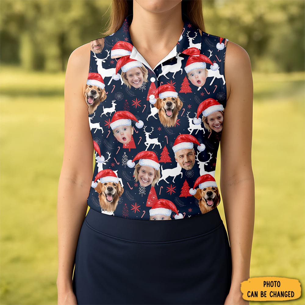 Personalized Photo Christmas Polo Shirt Gingerbread Xmas Clothing Holiday Gifts For Her