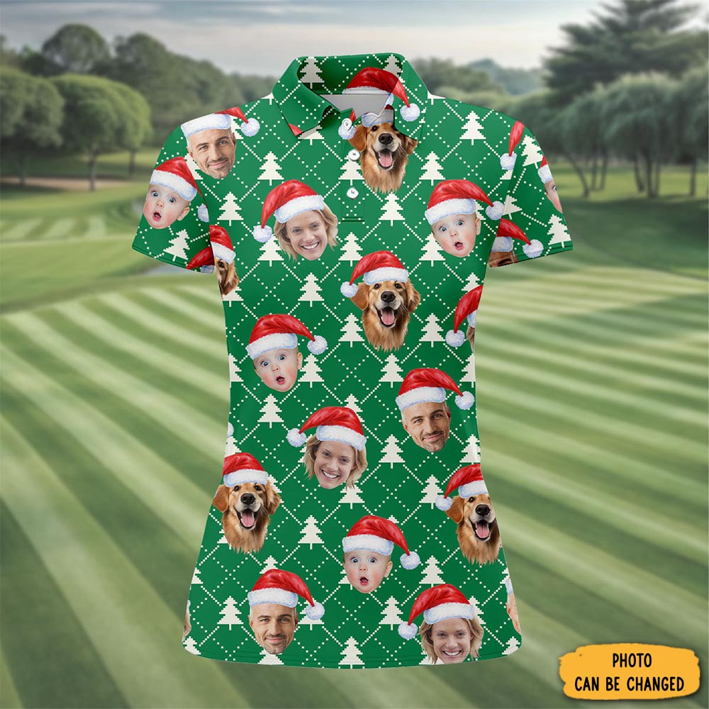Personalized Photo Christmas Polo Shirt Golf Christmas Shirt Xmas Presents For Her