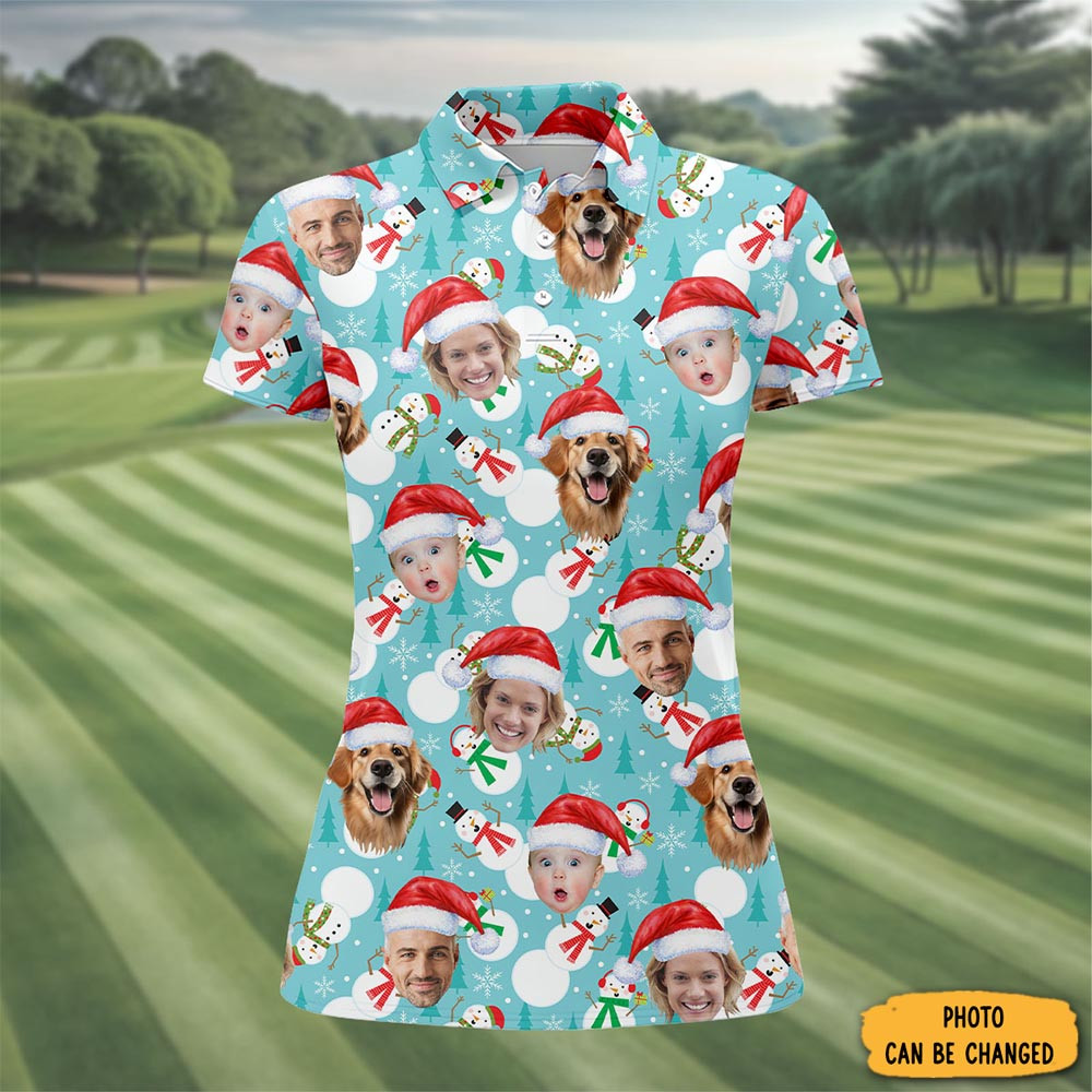 Personalized Photo Christmas Polo Shirt Golf Merch Golf Player Christmas Presents