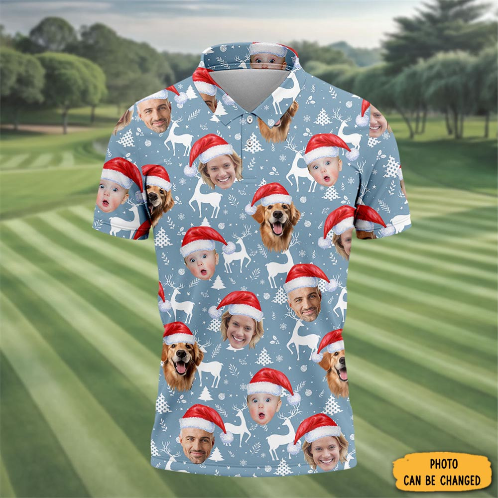 Personalized Photo Christmas Polo Shirt Golf Shirt Xmas Themed Personalized Golf Gifts