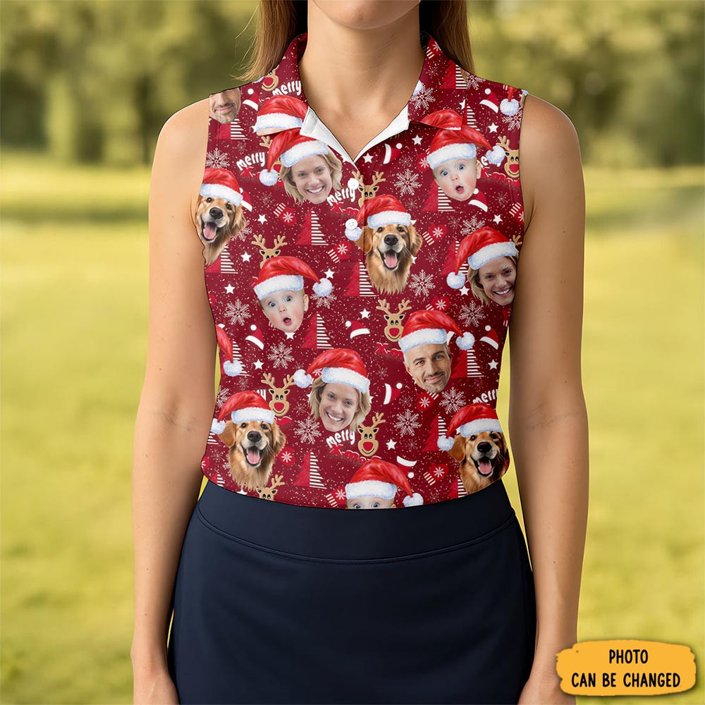 Personalized Photo Christmas Polo Shirt Holiday Clothing Golf Themed Christmas Gifts