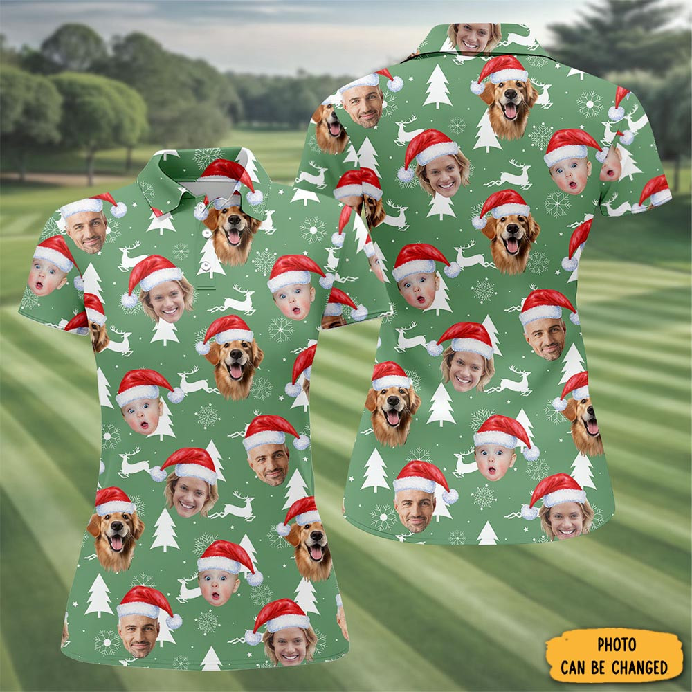 Personalized Photo Christmas Polo Shirt Merry Christmas Wear Golf Clothes Golf Xmas Gifts