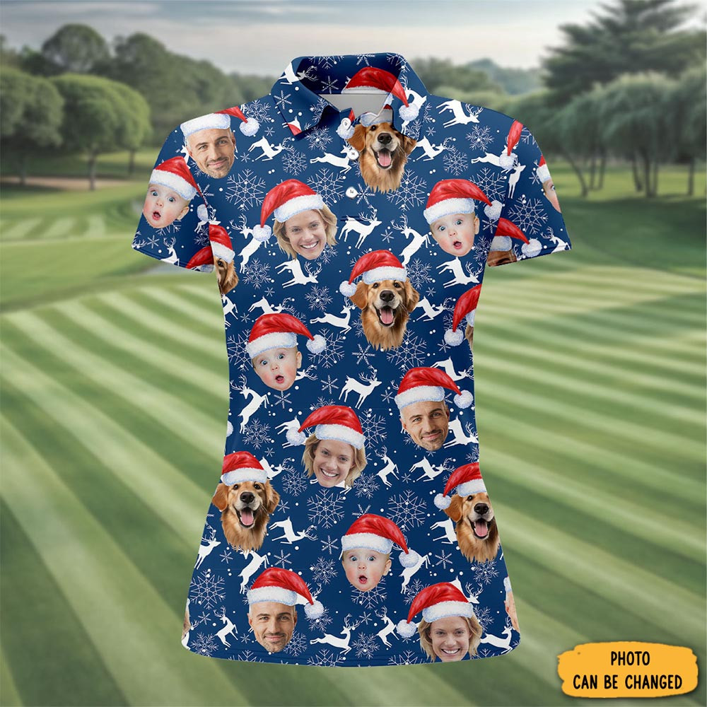 Personalized Photo Christmas Polo Shirt Merry Christmas Wear Golf Shirt Gift Mom Gifts