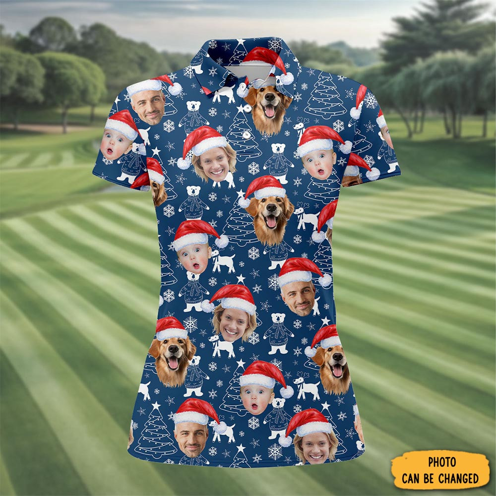 Personalized Photo Christmas Polo Shirt Pine Tree Xmas Wear Christmas Gifts For Mother
