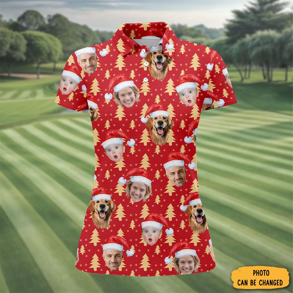 Personalized Photo Christmas Polo Shirt Sport Shirt Xmas Clothing Golf Lover Xmas Gifts