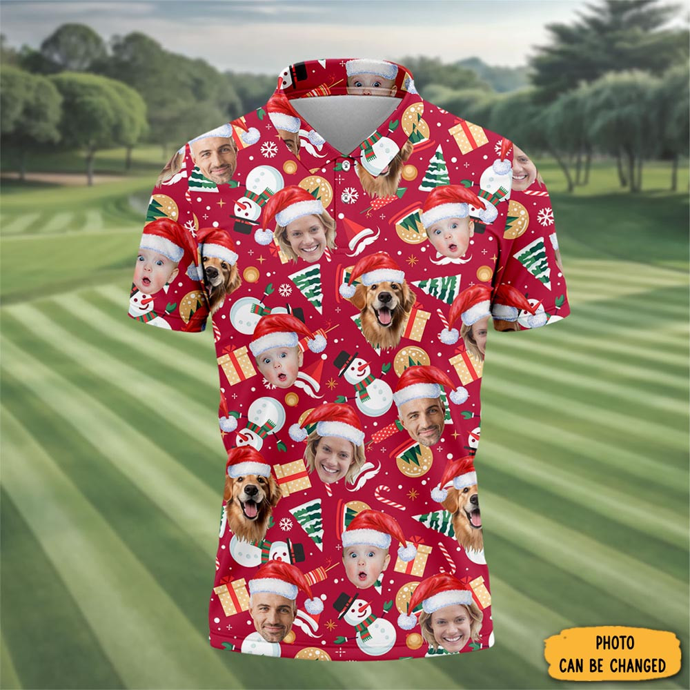 Personalized Photo Christmas Polo Shirt Winter Essentials Golf Clothes Dad Xmas Gift Ideas