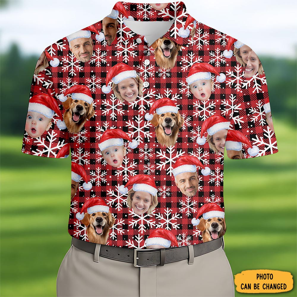 Personalized Photo Christmas Polo Shirt Winter Fashion Christmas Gifts For Golf Him