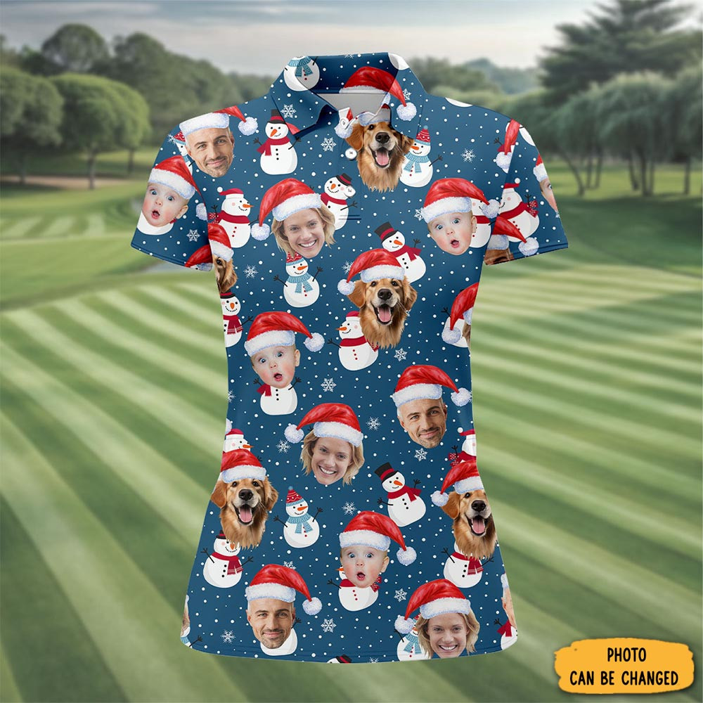 Personalized Photo Christmas Polo Shirt Xmas Wear Golf Shirt Christmas Gifts For Her