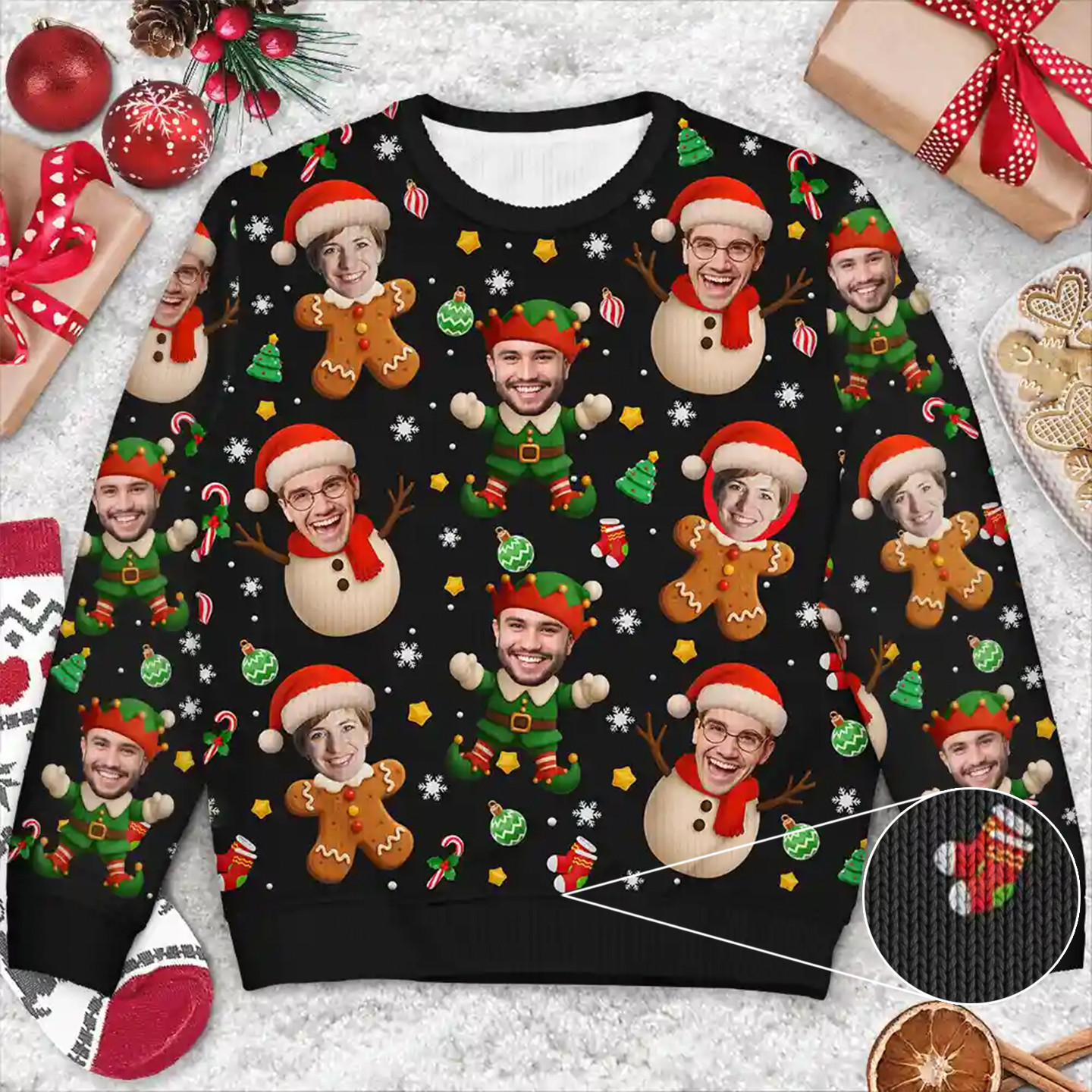 Personalized Photo Couple Ugly Christmas Sweater Winter Clothing Xmas Gift For Husband