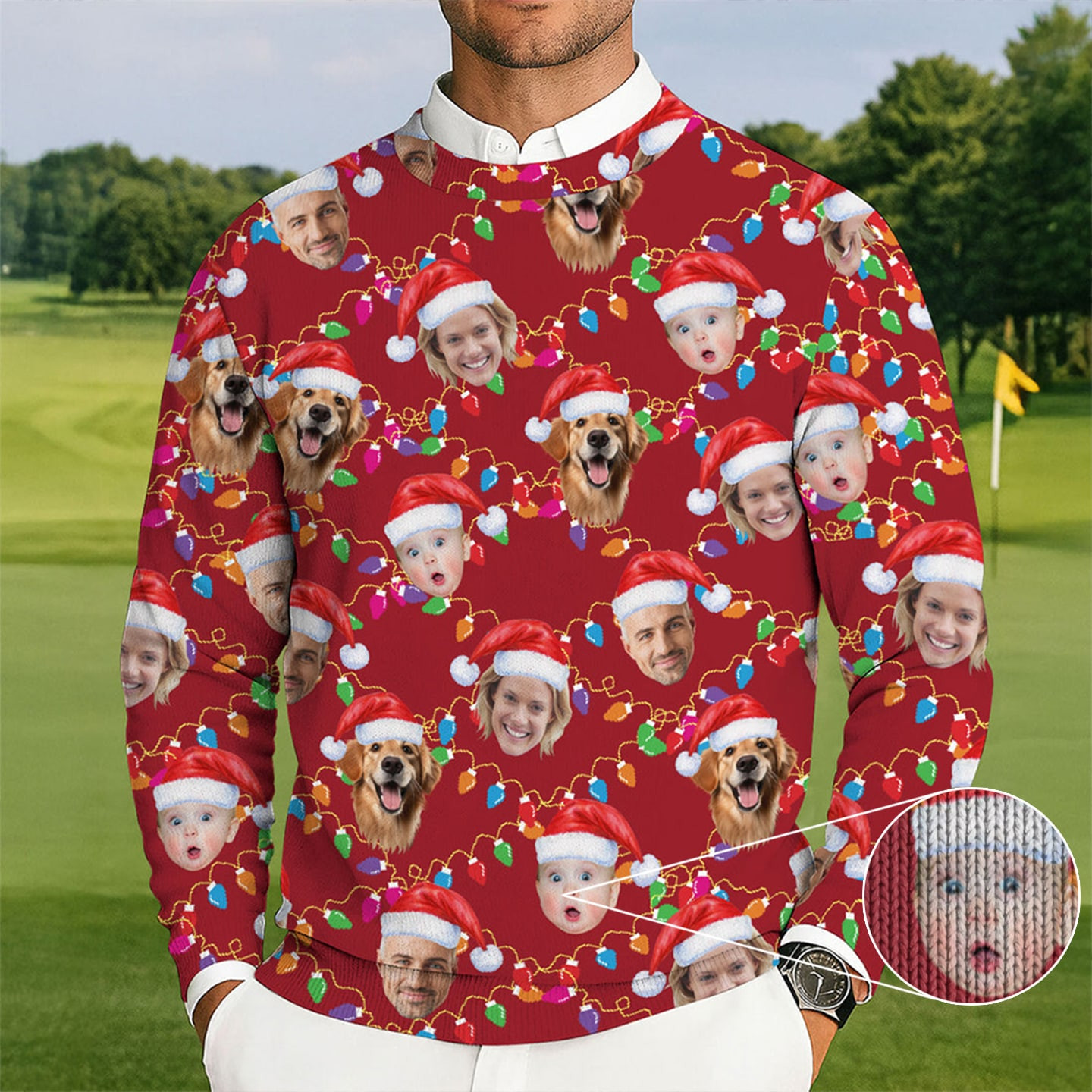 Personalized Photo Cute Baby Golf Ugly Christmas Sweater Nice Christmas Sweaters Golf Gift