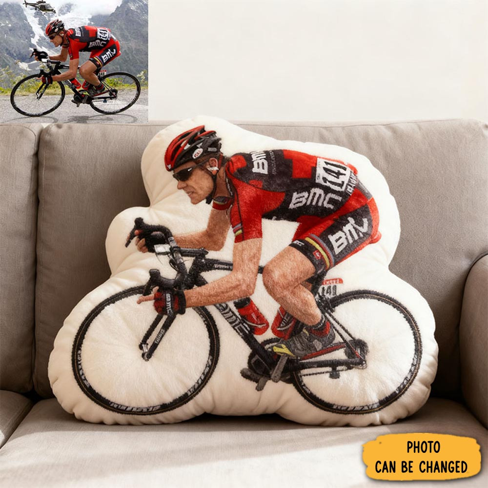Personalized Photo Cycling Pillow Sport Themed Sofa Accent Home Decor Gifts For Dad