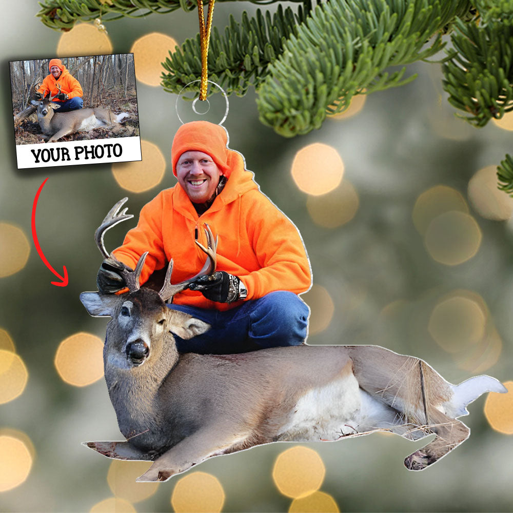 Personalized Photo Deer And Him Christmas Ornament Holiday Home Decor Hunter Xmas Gifts