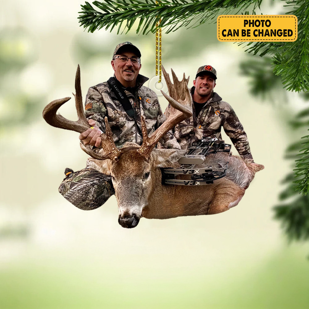 Personalized Photo Deer Hunting Christmas Ornament Winter Decor Xmas Gift Hunters
