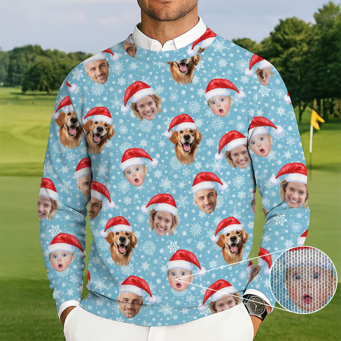 Personalized Photo Dog And Family Snowflakes Ugly Christmas Sweater Christmas Day Clothes