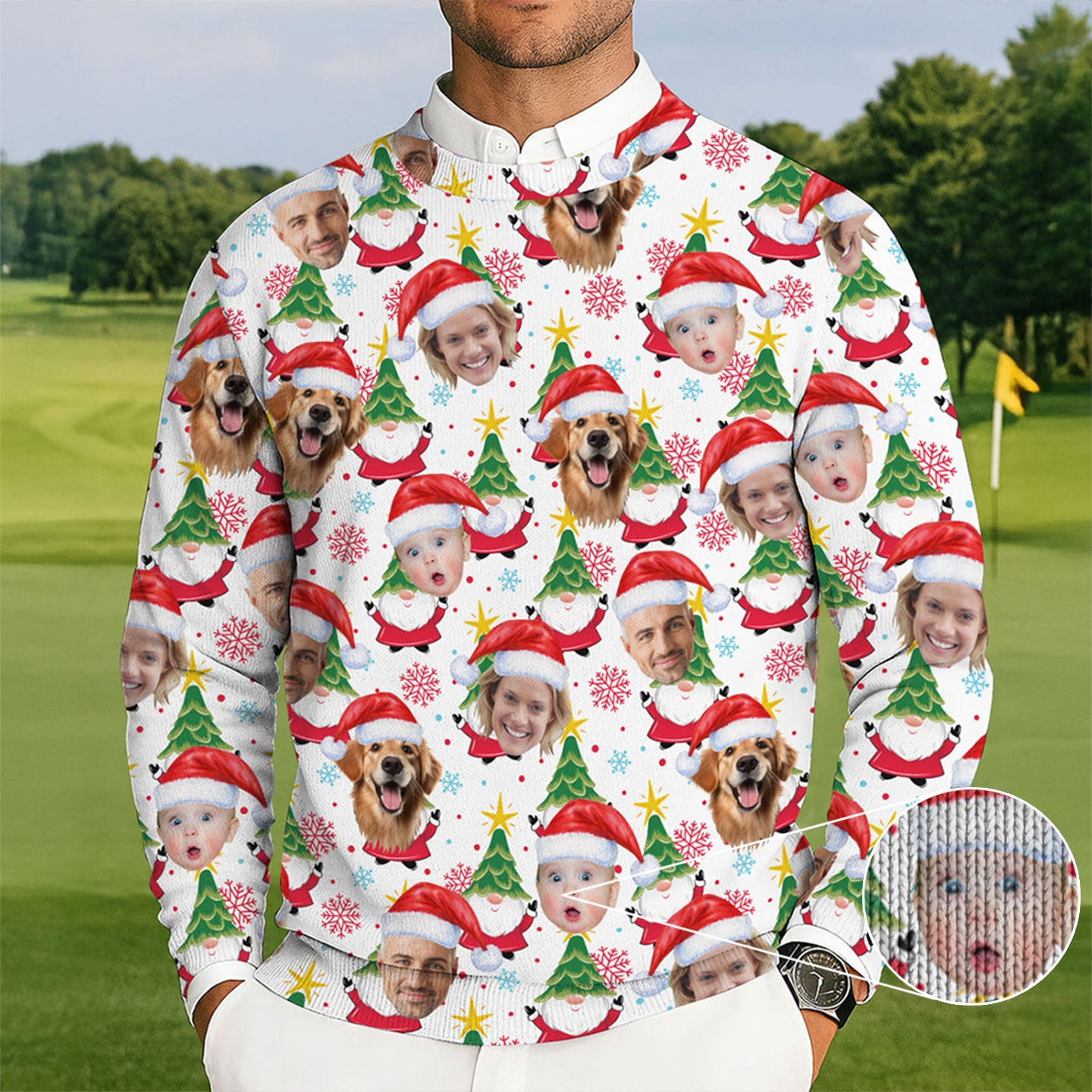 Personalized Photo Dog And Family Ugly Christmas Sweater Christmas Day Clothes Cool Gifts