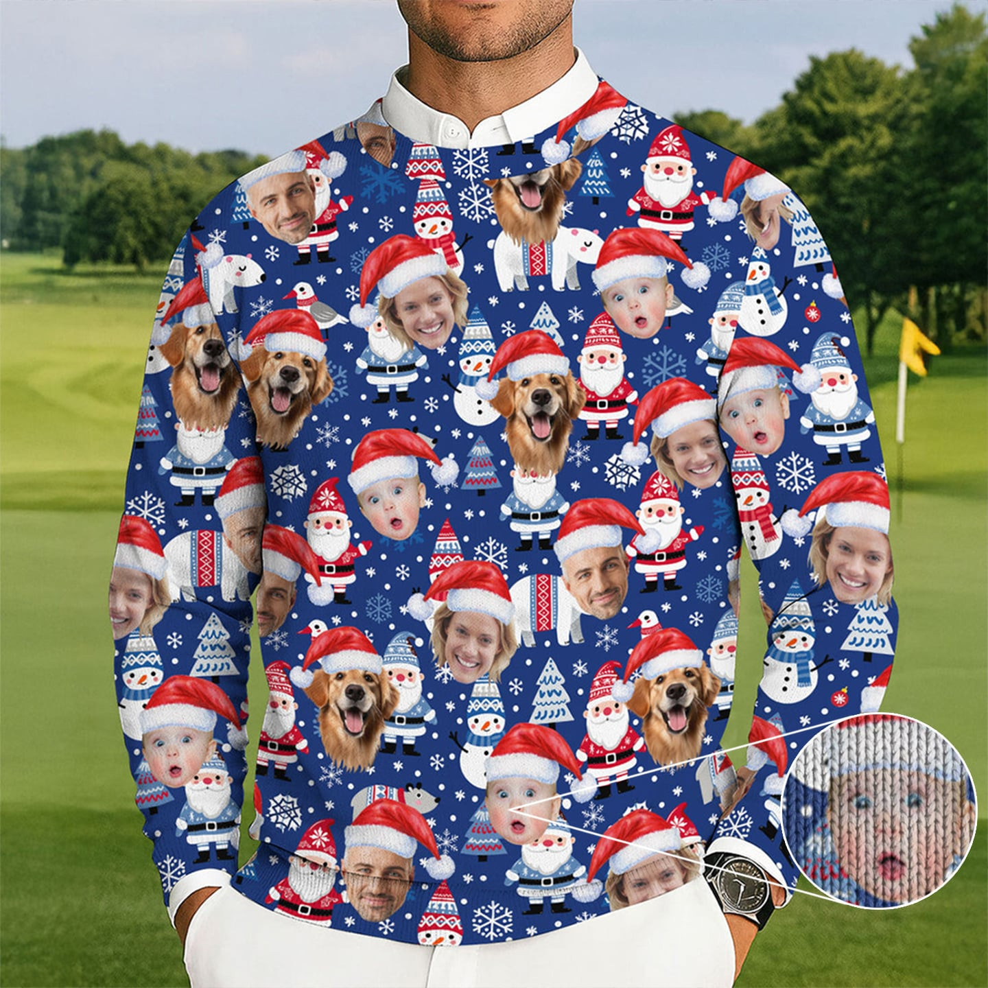 Personalized Photo Dog And Family Ugly Christmas Sweater Christmas Outfits Family Xmas Gift