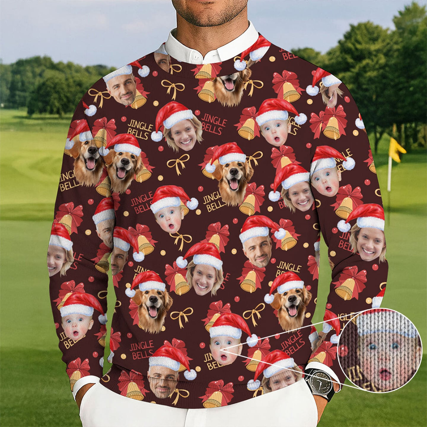 Personalized Photo Dog And Family Ugly Christmas Sweater Winter Apparel Xmas Gifts For Men