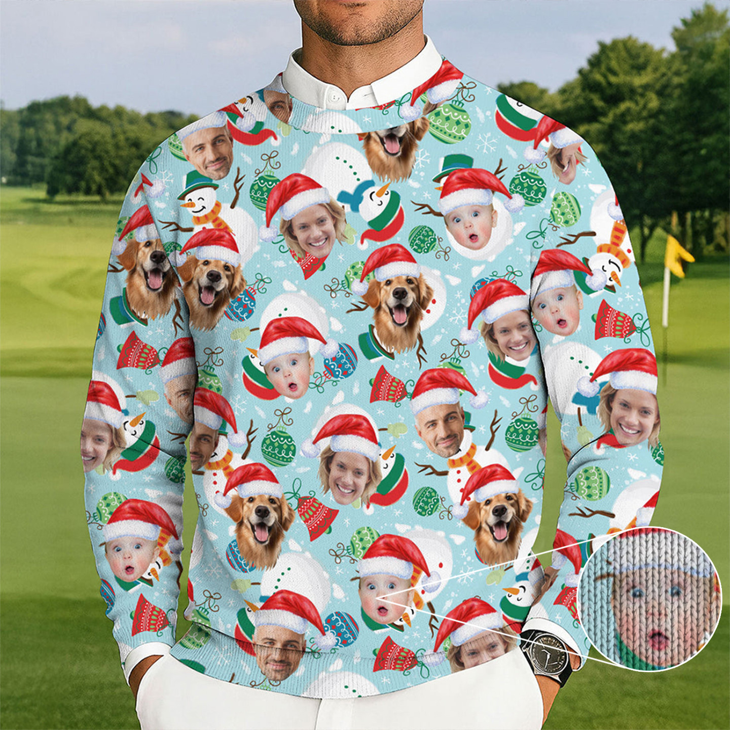 Personalized Photo Dog And Happy Family Ugly Christmas Sweater Winter Clothing Dog Owner Gift