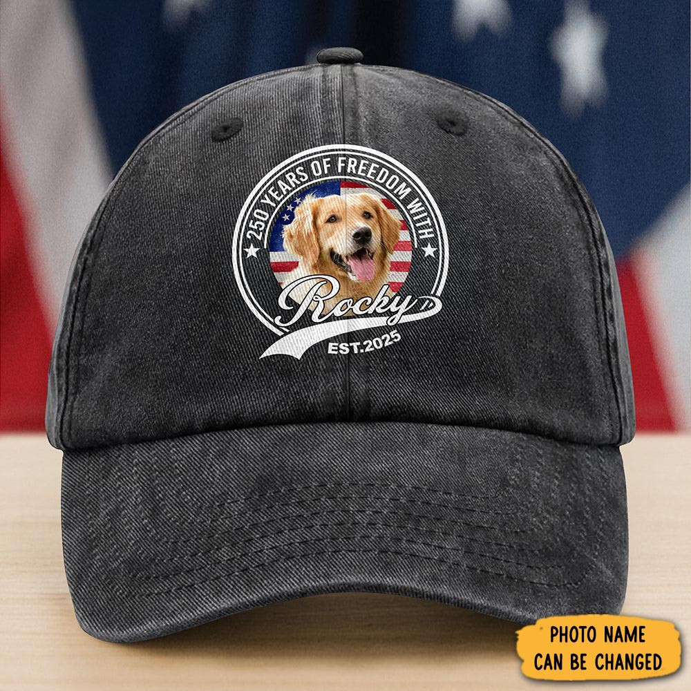 Personalized Photo Dog Cat US 250 Years Of Freedom Hat America's 250th Birthday Cap