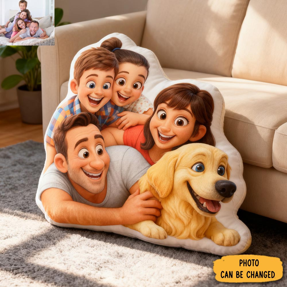 Personalized Photo Dog Family Pillow Home Decor Sofa Accent Gifts For Families