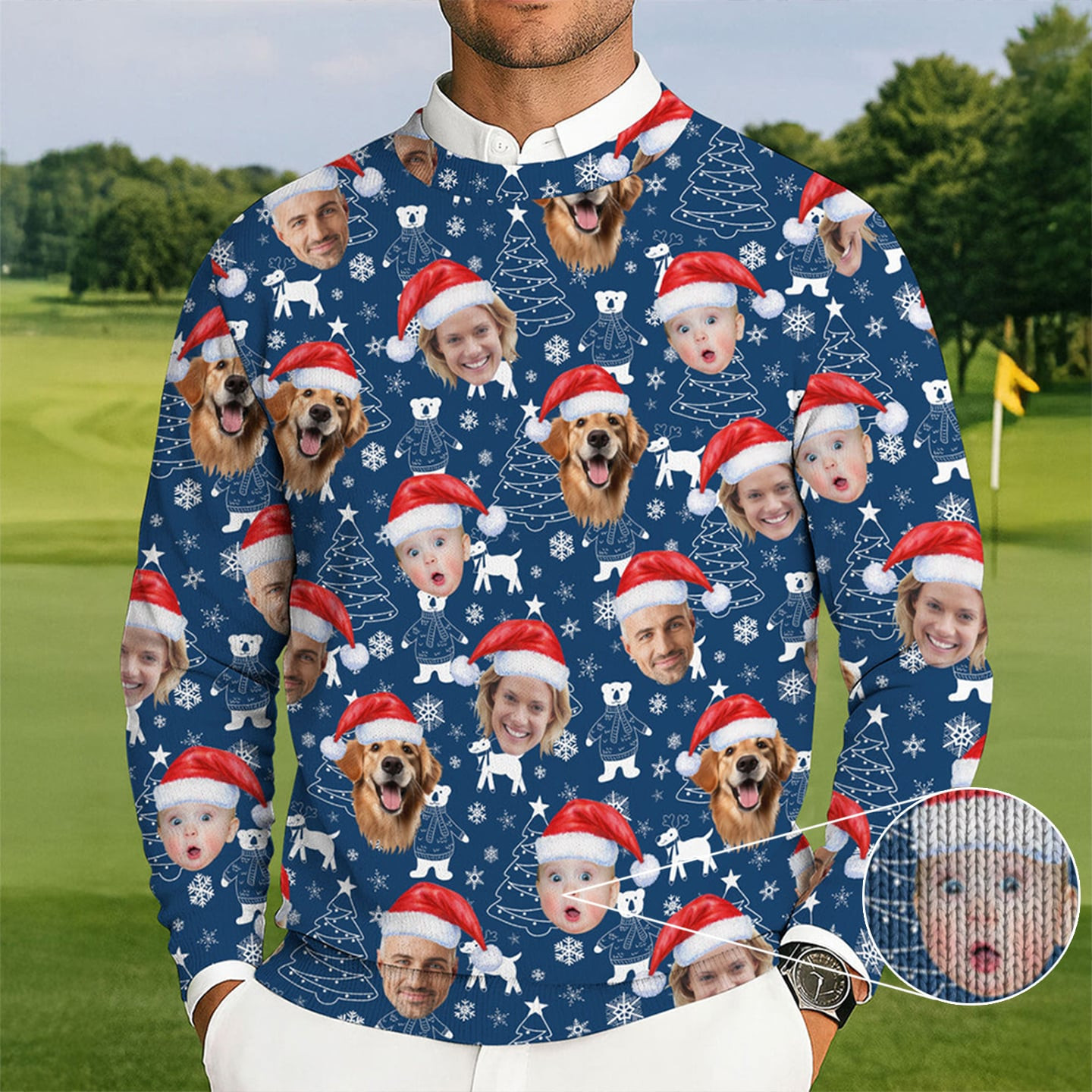 Personalized Photo Dog Family Ugly Christmas Sweater Festive Clothing Xmas Gifts For Wife