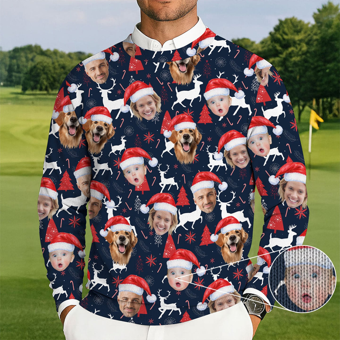 Personalized Photo Dog Family Ugly Christmas Sweater Winter Clothing Funny Xmas Gifts