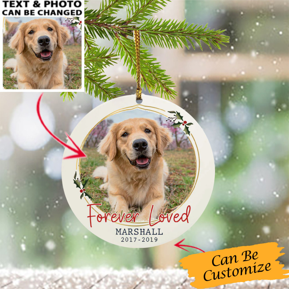 Personalized Photo Dog Memorial Christmas Ornament Forever Loved Pet Memorial Ornament 2024