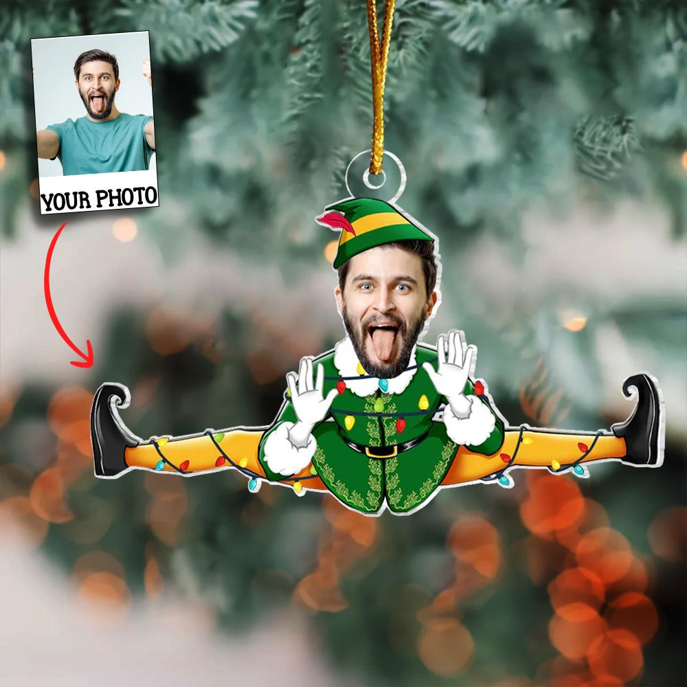 Personalized Photo Elf Face Christmas Ornament Holiday Home Decor Christmas Gifts For Dad