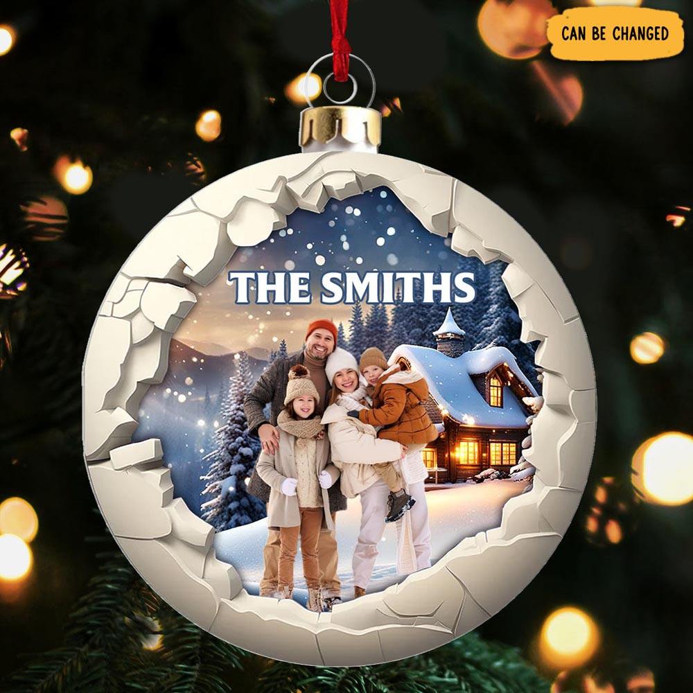 Personalized Photo Family Bauble Christmas Ornament Xmas Decor Family Gifts
